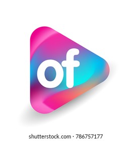 Letter OF logo in triangle shape and colorful background, letter combination logo design for business and company identity.
