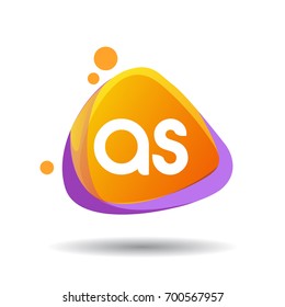 Letter AS logo in triangle splash and colorful background, letter combination logo design for creative industry, web, business and company.