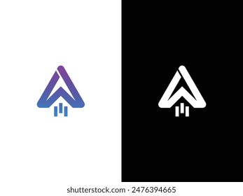 Letter A logo with triangle symbol icon template