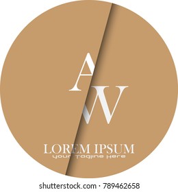 letter logo type font AW , with light brown background