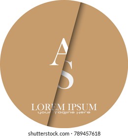 letter logo type font AS , with light brown background