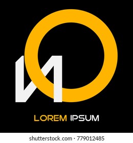 Letter logo type font N with orange circle, vector logo