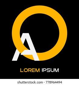 Letter logo type font A with orange circle, vector design