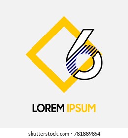 Letter logo type number with yellow rhombus