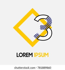 Letter logo type number with yellow rhombus