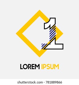 Letter logo type number with yellow rhombus