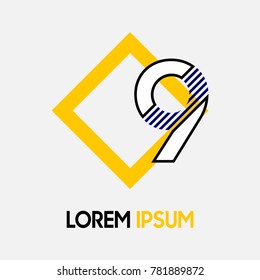 Letter logo type number with yellow rhombus