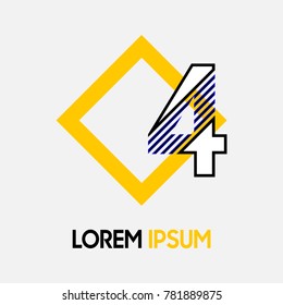 Letter logo type number with yellow rhombus