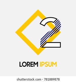 Letter logo type number with yellow rhombus