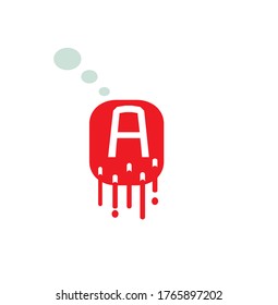 Tipo de logotipo de letra A en la ilustración de diseño de color rojo, en el estilo sanguíneo