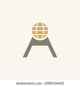 Letter a logo, typography world technology, vector template 