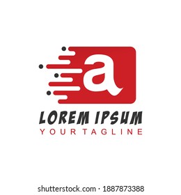 El logotipo de la letra A es un diseño único y moderno, muy sencillo en un fondo rojo