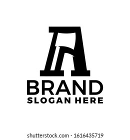 
the letter A logo uses an ax image