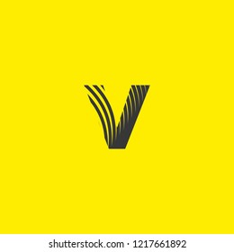 letter logo v lowercase, mutation of lines editable vector