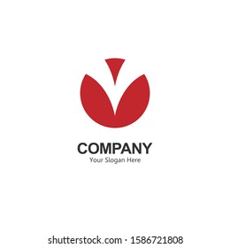 letter logo v, modern abstract, with red text. white background. a unique brand, simple for companies and design needs. modern template. illustration vector