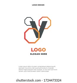 la letra logo V. con la forma de un hexágono.plantilla moderno.aislado blanco. logotipos comerciales, para empresas y diseño gráfico. vector de ilustración