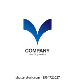 letter logo v. simple and unique logo with a blue gradient color. background is white. for company symbols and design purposes. modern template. vector illustration

