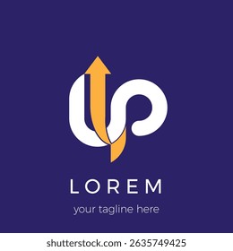UP letter logo vector with arrow image. Logo Template Design Concept