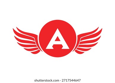 Buchstabe A Logo Vektor mit Kreis und Flügeln, Buchstabe A Flügel Logo.