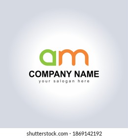 Ilustración de diseño de vectores con logotipo AM para su plantilla de identidad empresarial. Nombre de la empresa creativa con el logo de la marca de eslogan. Icono de logotipo de carta AM para monograma. Hermosa idea del logotipo de la compañía.