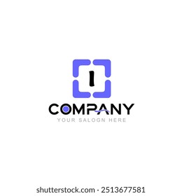 Letter I Logo Vector Design Illustration with Company Name and Your Text Here Logo Template on white background.