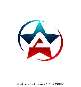 letter A logo vector design. Star symbol icon design template.EPS 10