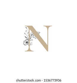 Letter logo vector design template with floral element. Feminine and classy style vector design perfect for company logo,wall art print,business sign,branding and identity,etc. 