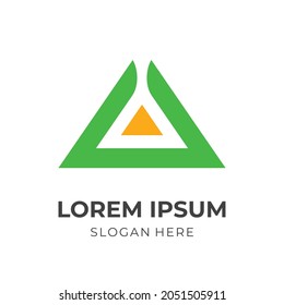 letter A logo vector with flat green and yellow color style
