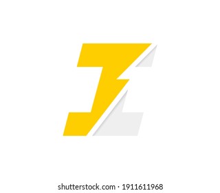 I letter logo, vector font with lightning flash power icon