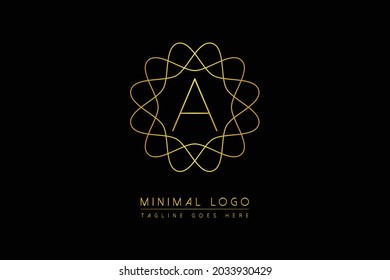 Letter A Logo Vector with Golden Luxury Colors and Monogram or Gold Letter Design minimalist vintage icon  SYMBOL
