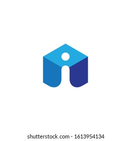 letter i logo vector with hexagon element template