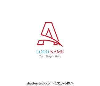 A Letter logo vector line template icon