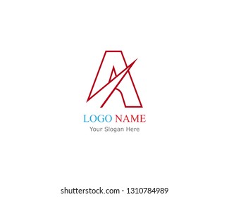 A Letter logo vector line template icon