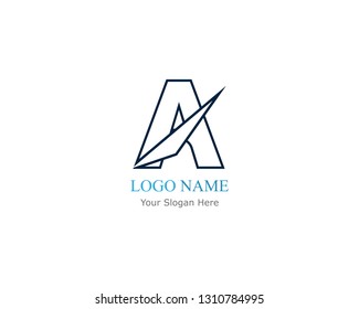 A Letter logo vector line template icon