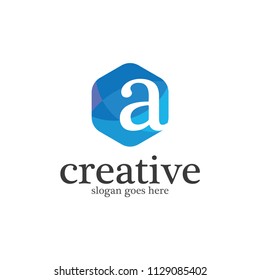 Letter a logo vector. Modern stylized colorful hexagon logo alphabet. isolated on white background