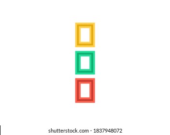 Logo de la letra, fuente de trazo de contorno vectorial. Recorte, diseño de corte con colores rojo, verde y amarillo. Para elementos de diseño, afiche creativo, etiqueta de marca, plantilla web y más 