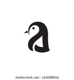 letter a logo vector with penguin