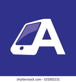 letter A logo vector. smart phone icon vector.