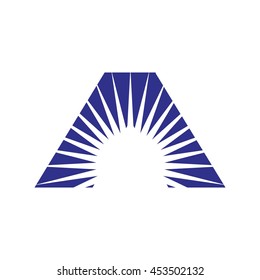 letter logo vector with sun symbol.