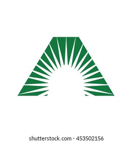 letter logo vector with sun symbol.