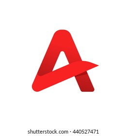 Letter logo vector symbol isolated white background  flat red geometric rounded letter logotype and gradient shadow  creative brand sign