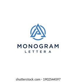 letter A logo vector with triangle circle shape