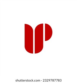 UP letter logo vector U and P grow finance red color in white background