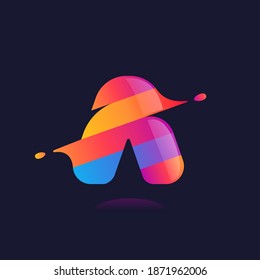Buchstabe A Logo mit dynamischer Wellenverstuhlung. Vektorgrafik perfekt für alle Disco-Etiketten, DJ-Karten, Nachtleben-Plakate, expressive Identität, etc.