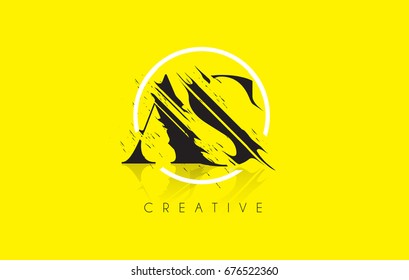 AS Letter Logo with Vintage Grundge Cut Design. Destroyed Drawing Elegant Letter Icon Vector.