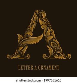 Letter A logo vintage ornament style