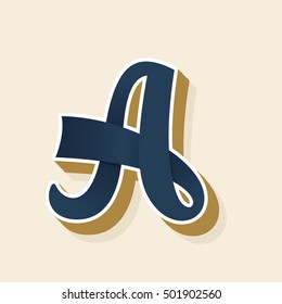 Letter A logo in vintage style. Vector elements for sportswear, barber, restaurant, card, label or poster.