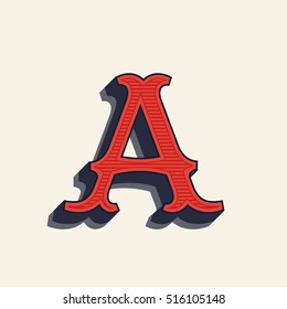 Letter A logo in vintage western style. Vector font for labels, posters etc.