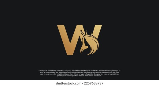 Letter logo W with beauty unique concept Premium Vector