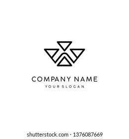 Letter logo W monogram, typography design element, with the connected triangles forming the letter W logo,